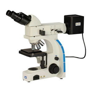 Microscopio metalúrgico binocular vertical con la luz reflexiva y transmitida